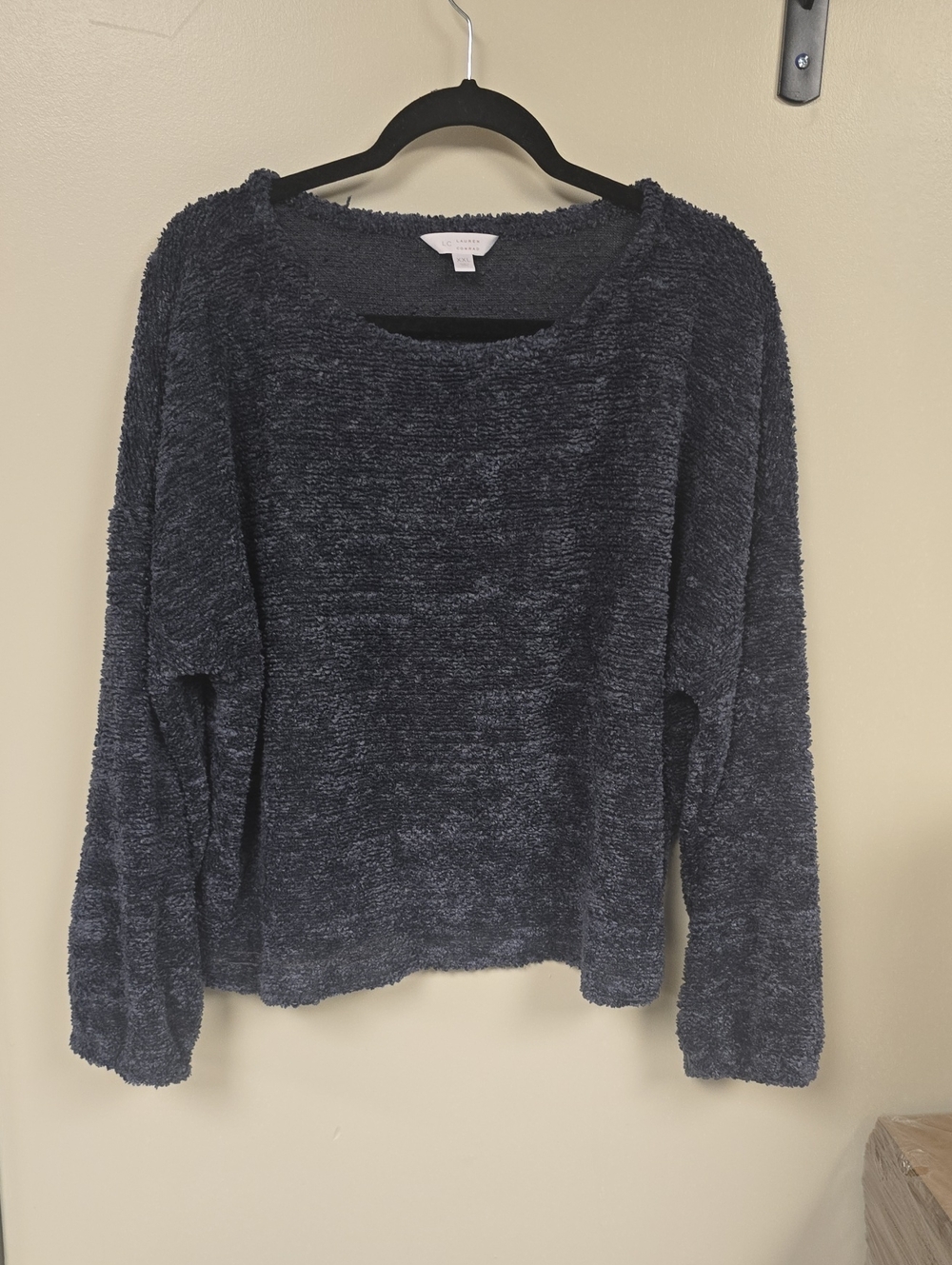 LC Lauren Conrad Plush Scoop Neck Sweater - Dark Blue/Black